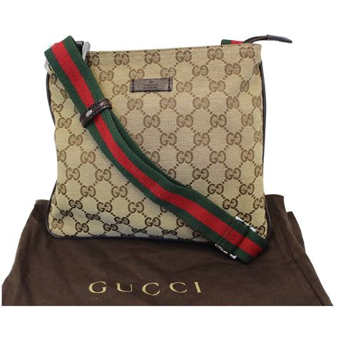 gucci beige monogram canvas messenger bag